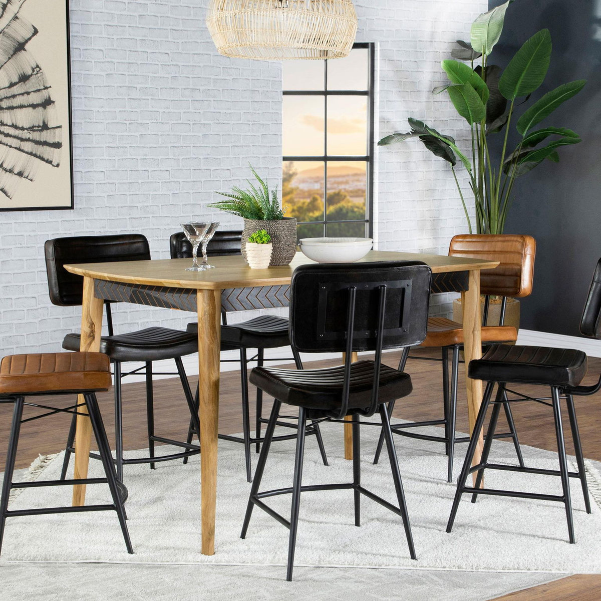 Partridge 7-piece Counter Dining Set Espresso and Camel