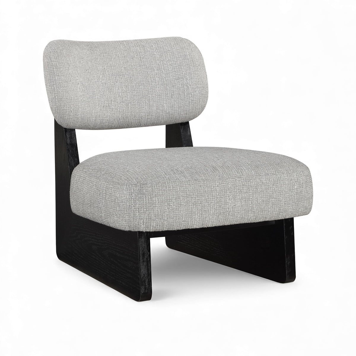Vetra - Linen Textured Fabric Upholstered Accent Chair With Black Base