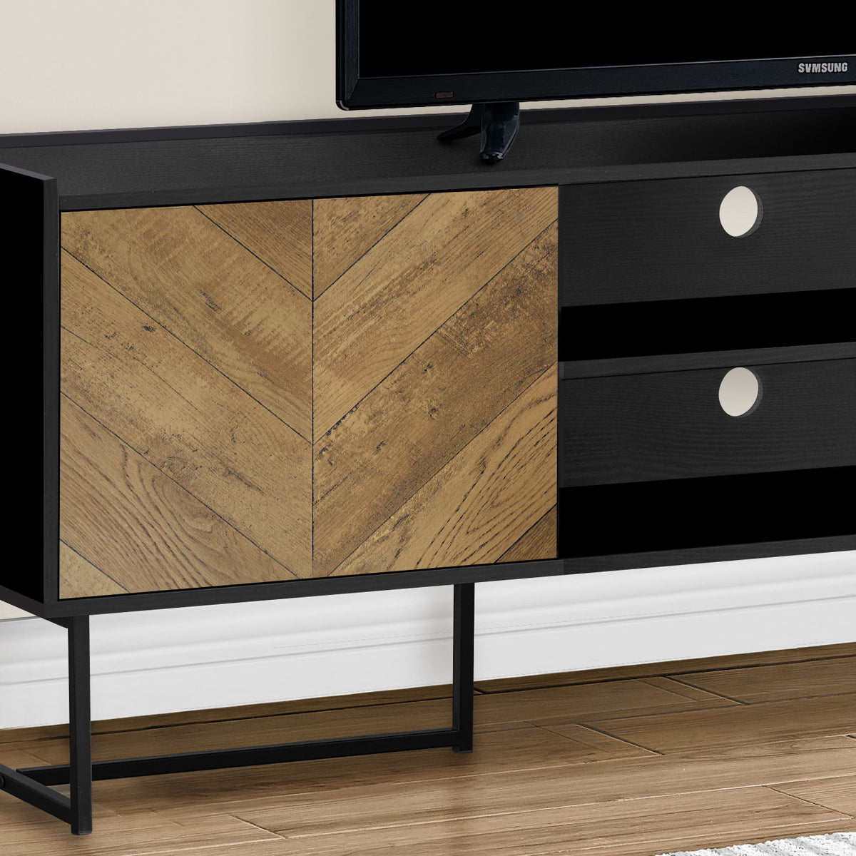TV Stand, Console, Media Entertainment Center, Storage Cabinet, Modern - Black