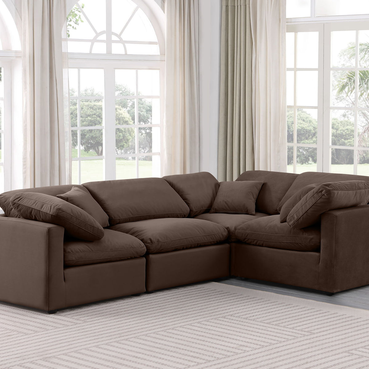 Indulge - Velvet 4 Piece Modular Corner Sectional