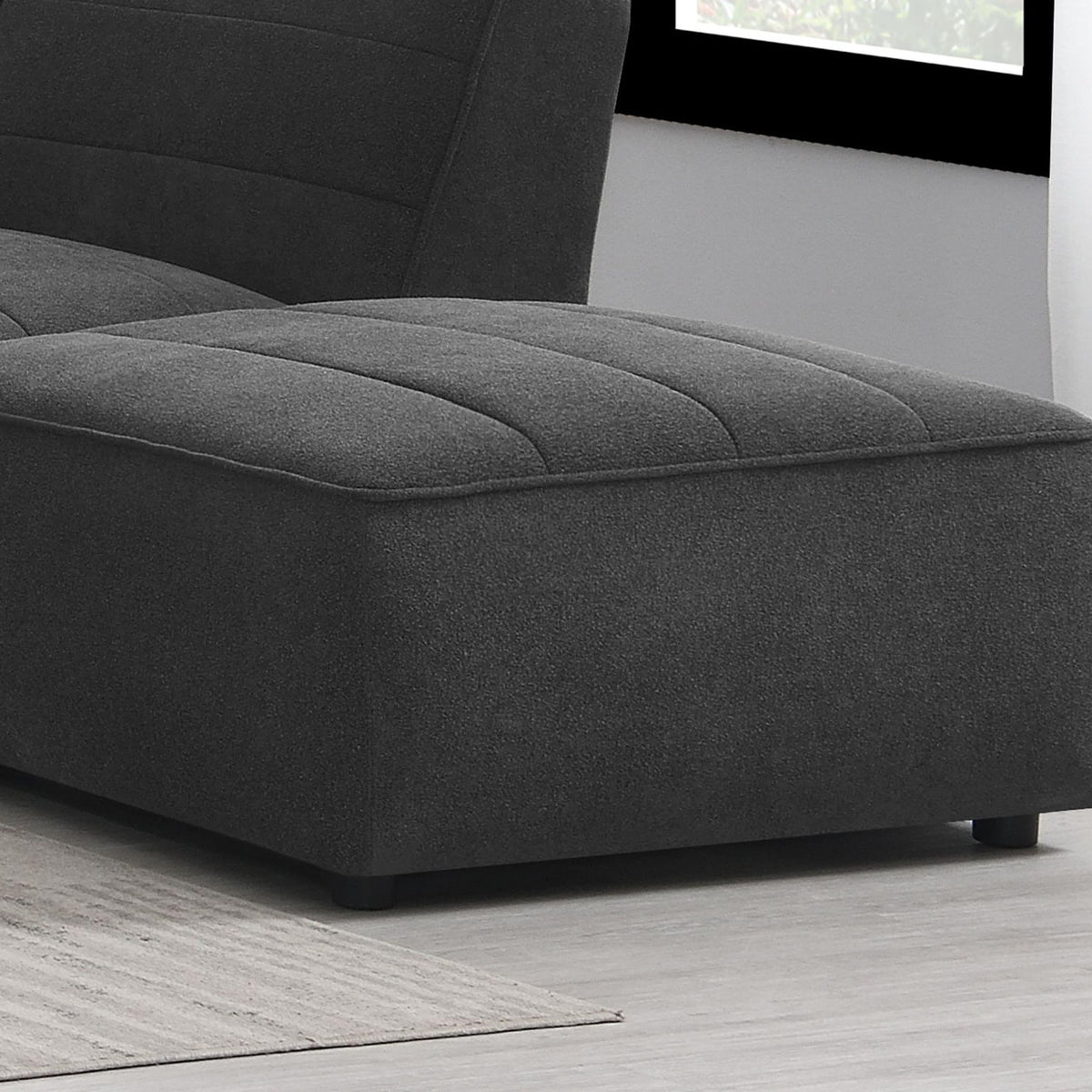 Sunny Square Upholstered Ottoman Dark Charcoal