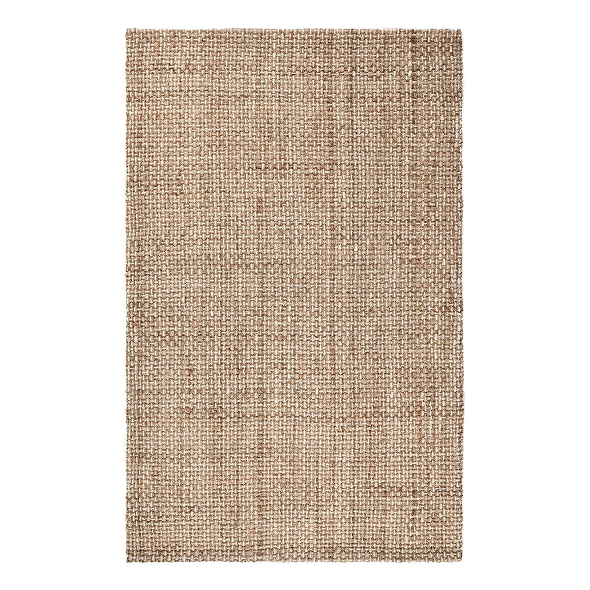 Jute rug with fine textured weave in light beige, rectangular border