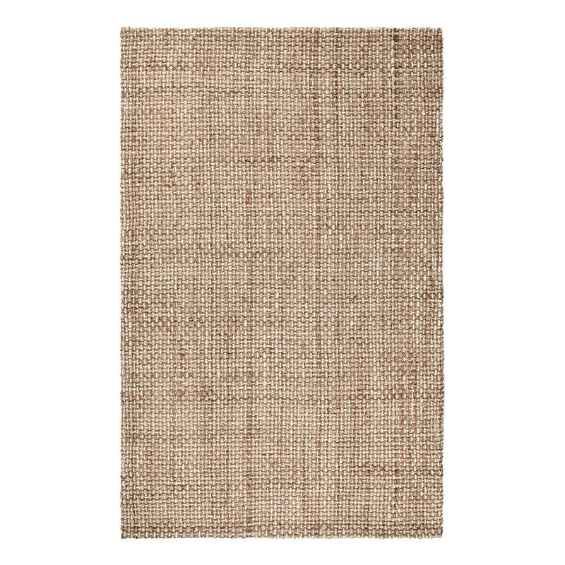 Jute rug with fine textured weave in light beige, rectangular border