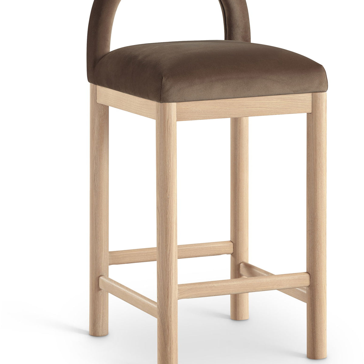 Conrad - Velvet Counter Stool With Natural Legs