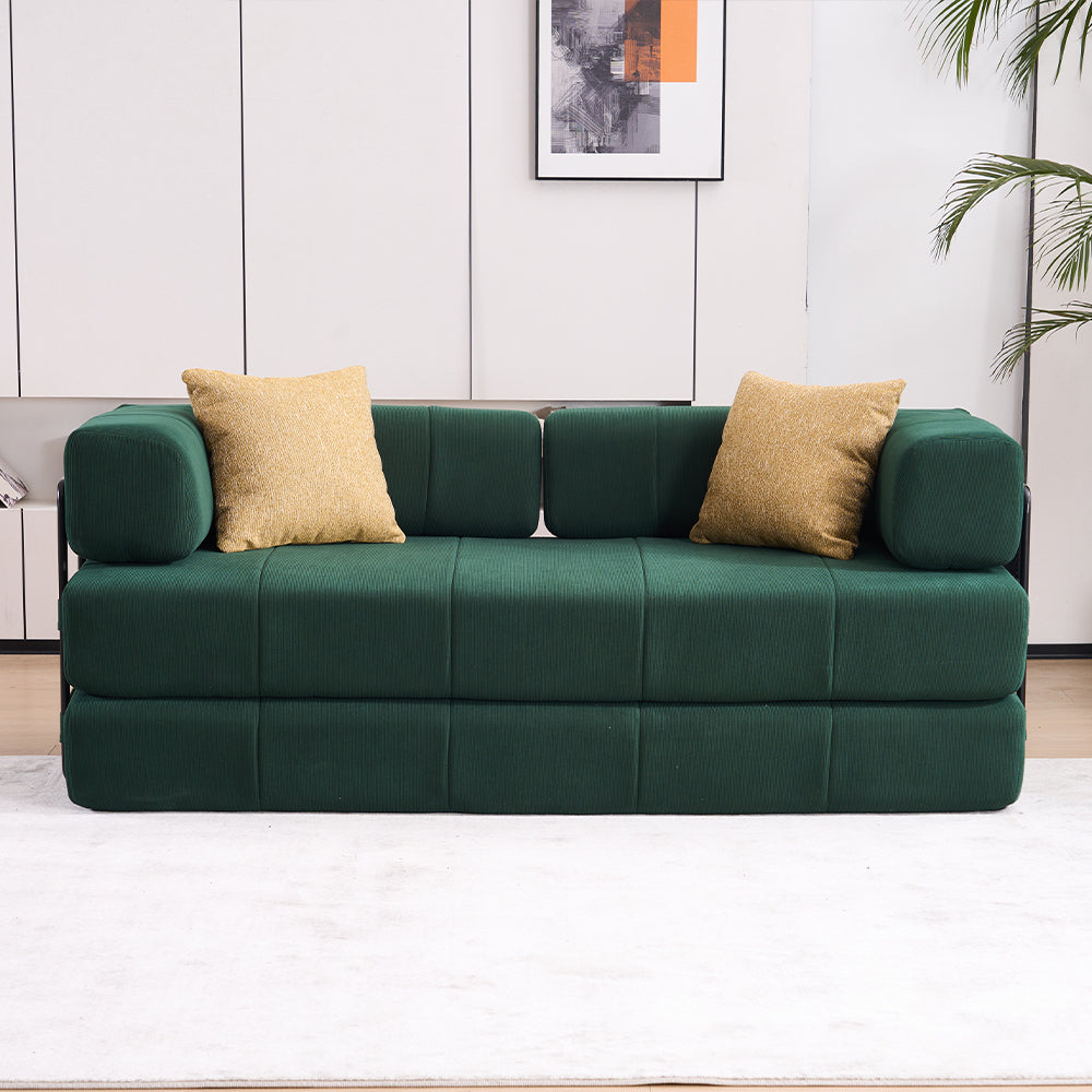 Folding Sofa Bed, 78.5' Convertible Couch Bed with 2 Pillows, Fold Out Couch, Foam Spring Floor Mattress, Futon Couch for Living Room, Office, Apartment