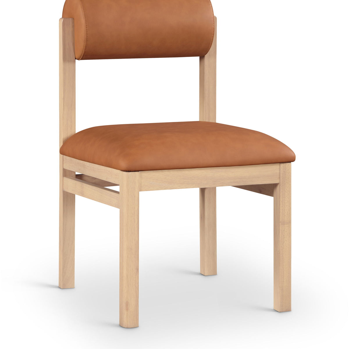 Roundhill - Faux Leather Dining Chair (Set of 2) - Natural Frame