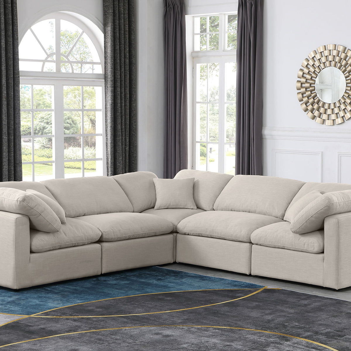 Indulge - Linen 5 Piece Modular Corner Sectional