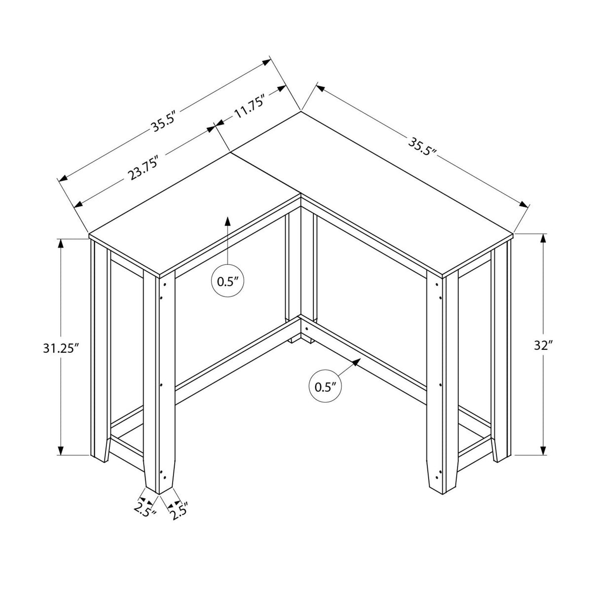 Corner Accent Console Table For Entryway, Unique Design Contemporary & Modern
