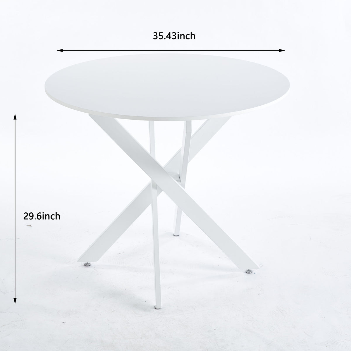 Mid-Century Dining Table For 4 - 6 People With Round MDF Table Top, Pedestal Dining Table, End Table Leisure Coffee Table, Cross Leg