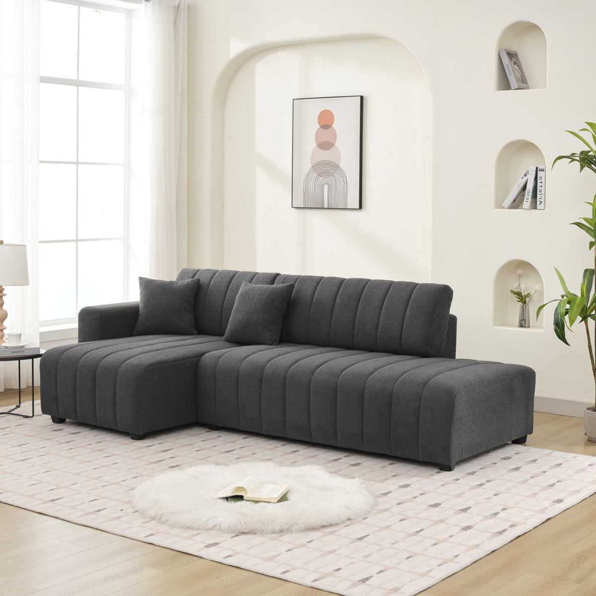 Jessica - Lamb Wool Sectional Sofa With Chaise