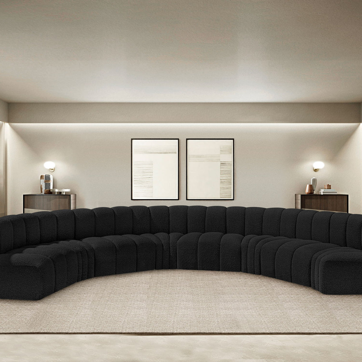Arc - Boucle Fabric 8 Piece U-Shaped Modular Sofa