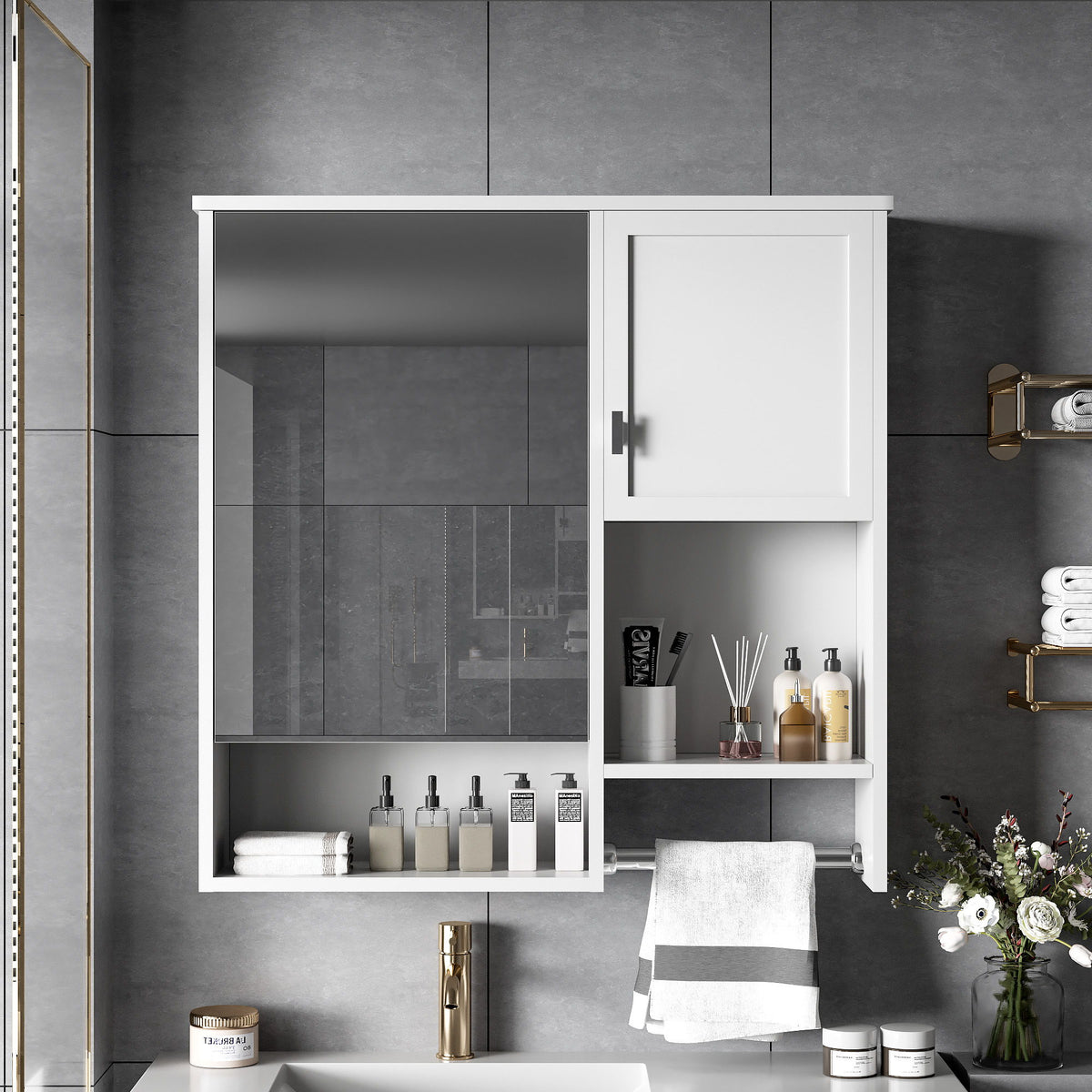 Modern Wall Mounted Bathroom Medicine Cabinet, Bathroom Wall Storage Cabinet With Mirror