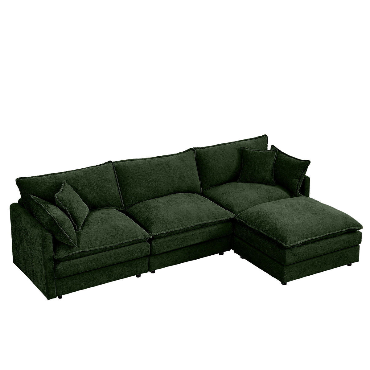 Modular L Shaped Sectional Sofa, 3 Seater Comfy Cloud Couch With Movable Ottoman
