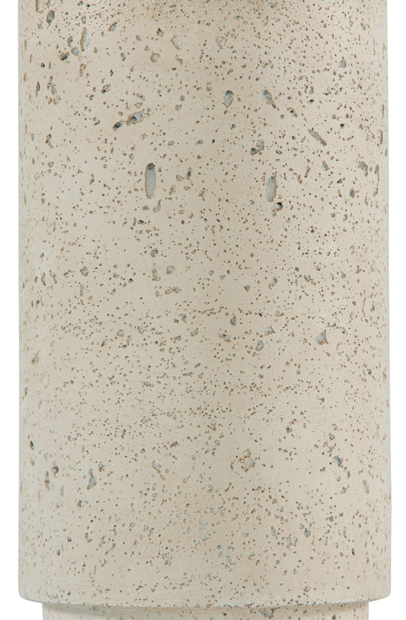 Speckled beige poly lamp base cylinder with visible surface texture