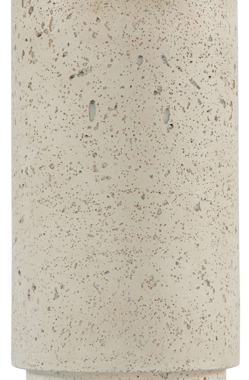 Speckled beige poly lamp base cylinder with visible surface texture