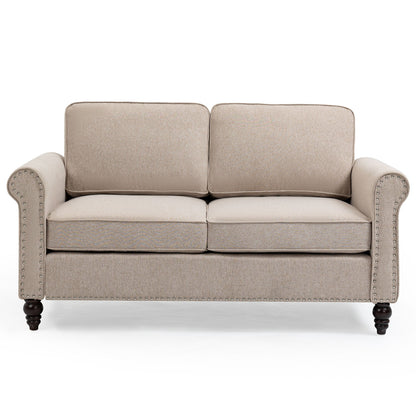 Loveseat Sofa, Mid-Century Modern Couches For Living Room, Button Tufted Sofa