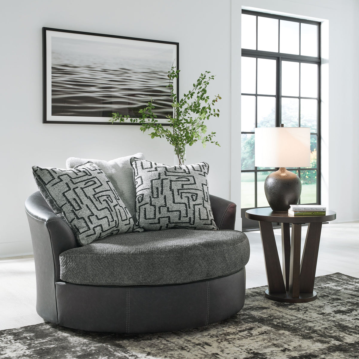 Brixley Pier - Graphite - Oversized Swivel Accent Chair