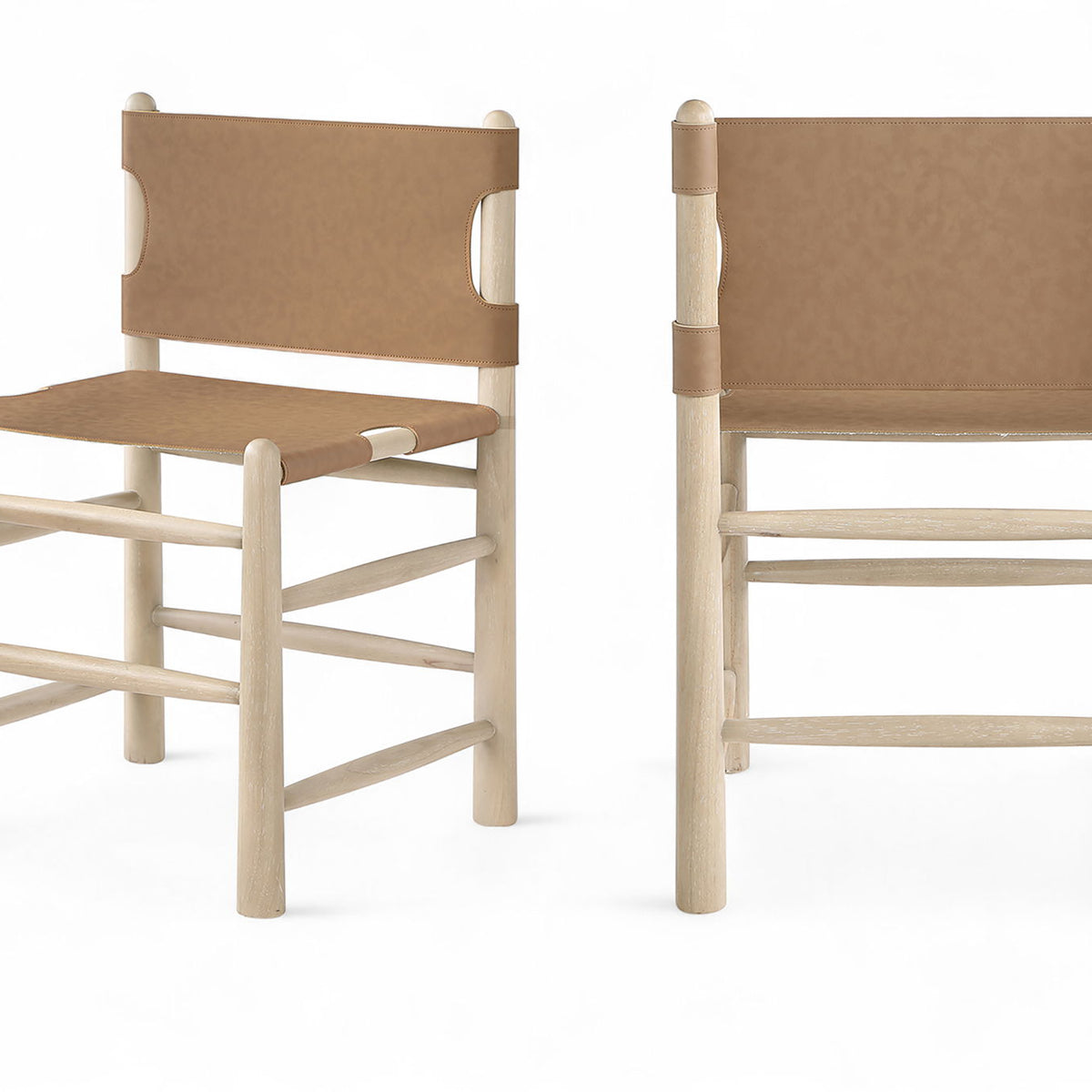 Santos - Vegan Leather Upholstered Dining Chair With Stained Natural Base (Set of 2)