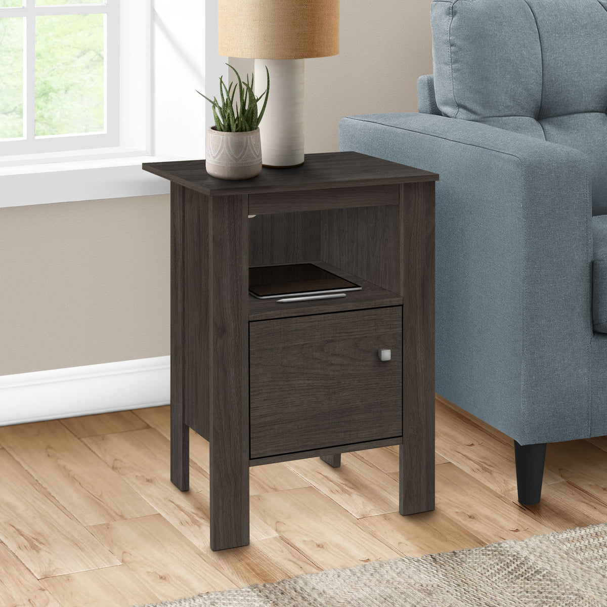 Accent Nightstand Side Table, Storage, Transitional - Oak