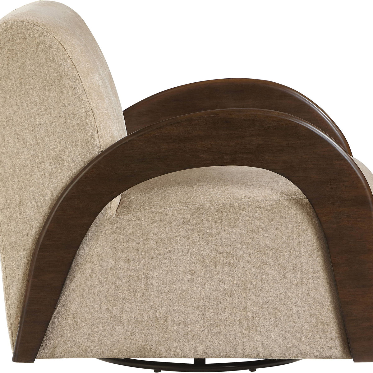 Neria - Chenille Fabric Upholstered Swivel Accent Chair - Painted Brown Base