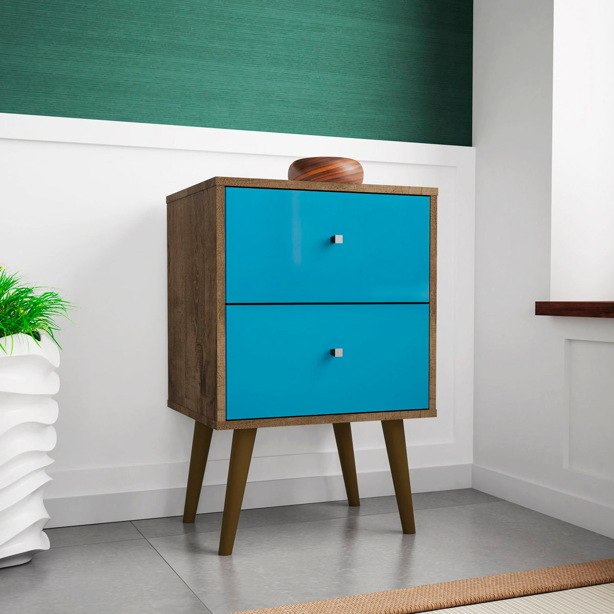 Manhattan Liberty - Nightstand Wtth Rustic Brown Frame