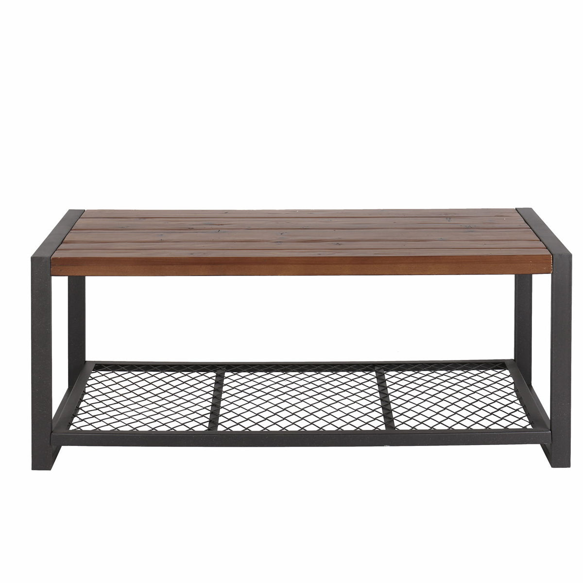 Console Coffee Table With Reclaimed Wood Finish, For Living Room - Natural