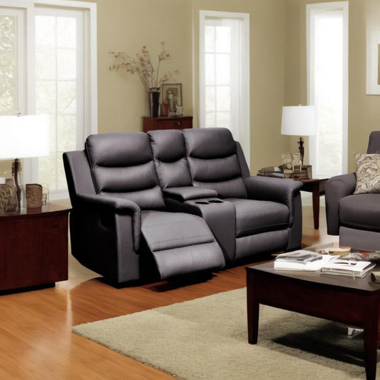 2 Seat Reclining Loveseat With Middle Console Slipcover, Stretch Loveseat Reclining Sofa Covers - Black