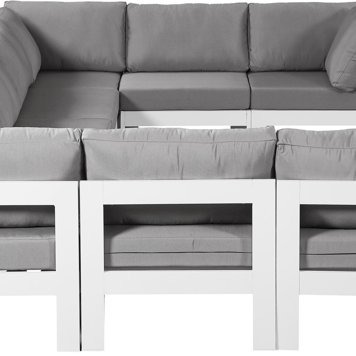 Nizuc - Outdoor Patio 9 Piece Modular Sectional With White Frame