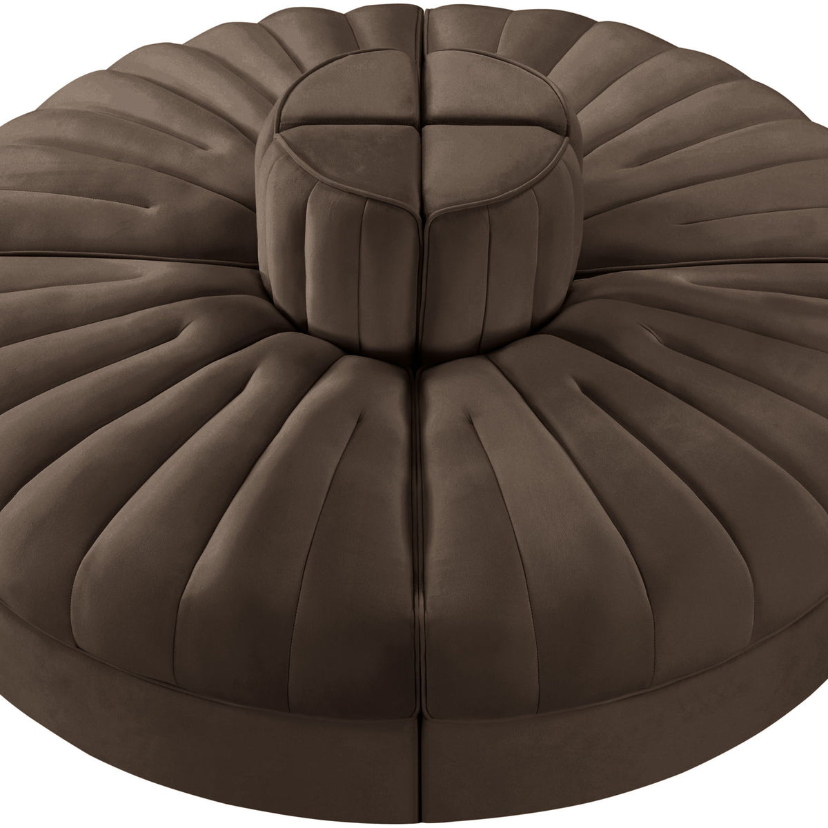 Rummi - Round Velvet Performance Fabric Upholstered 4 Piece Modular Sofa
