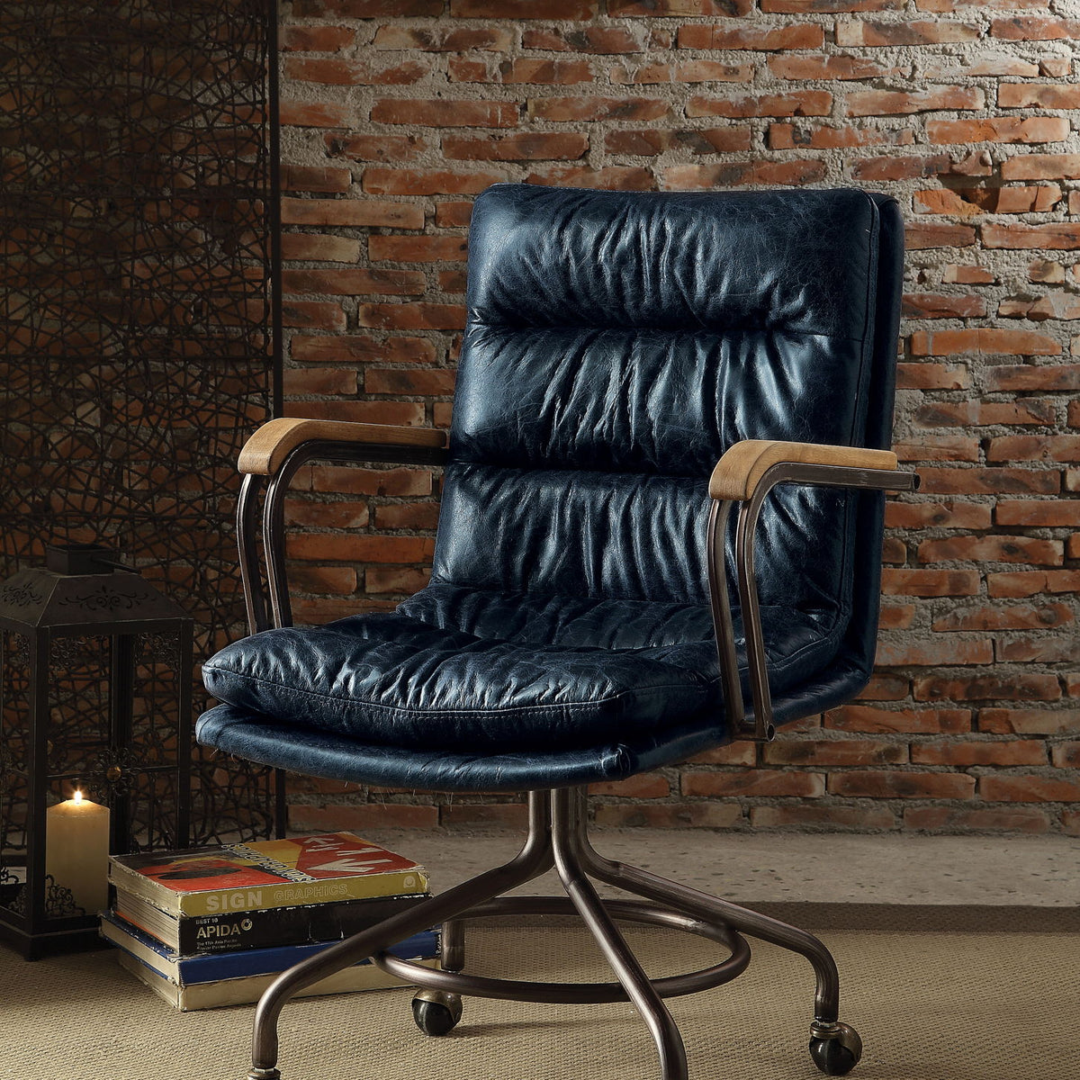 Harith - Retro Top Grain Leather Office Chair