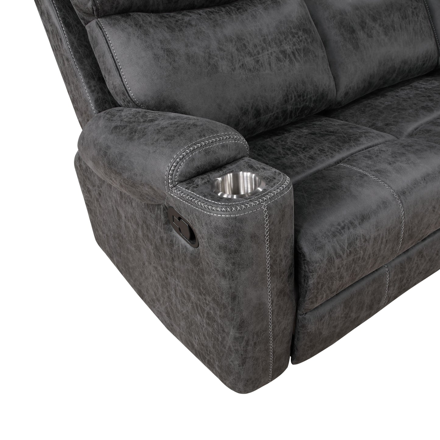 Hirah - Manual Recliner Sofa With Cupholder Function - Dark Gray