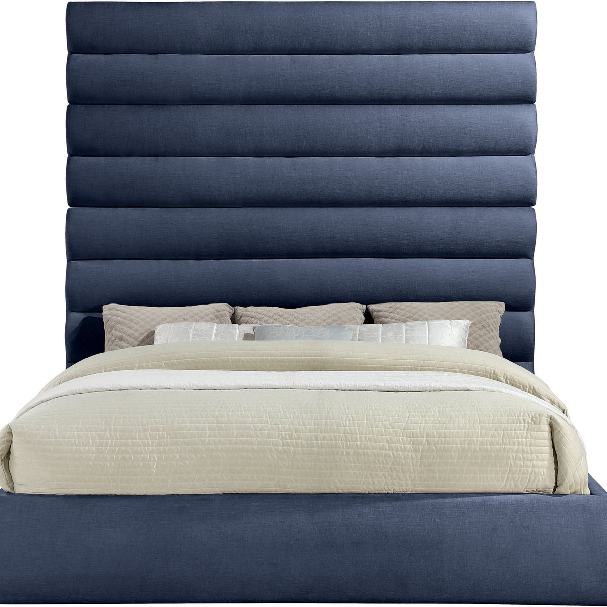 Adam - Chenille Fabric Bed With 89" Headboard