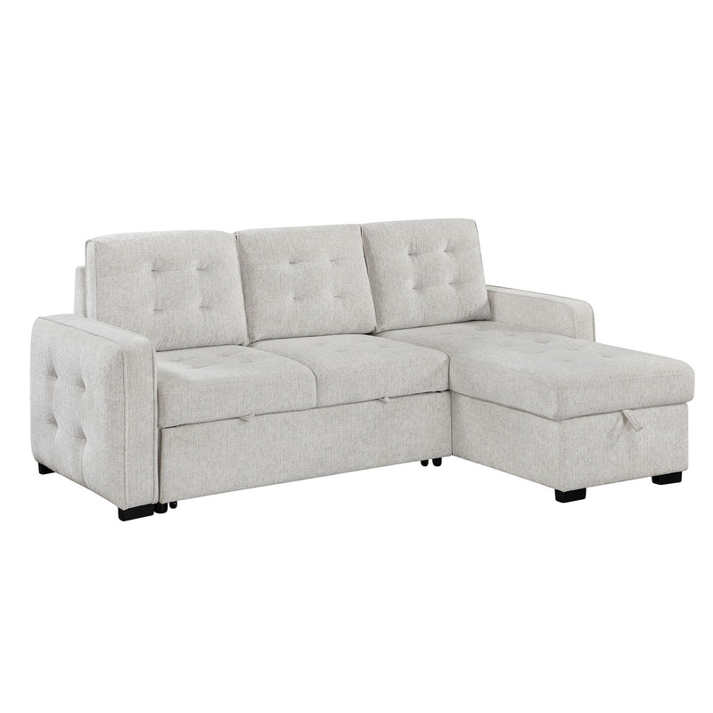 Gustavo - Sofa, Pull Out Bed, Storage Chaise, USB And Cup Holders - Beige