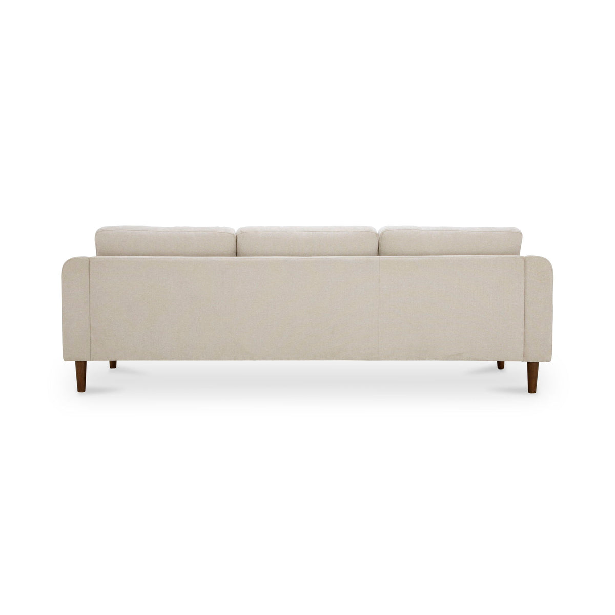 Oatmeal sectional sofa with full-width backrest and tapered wooden legs