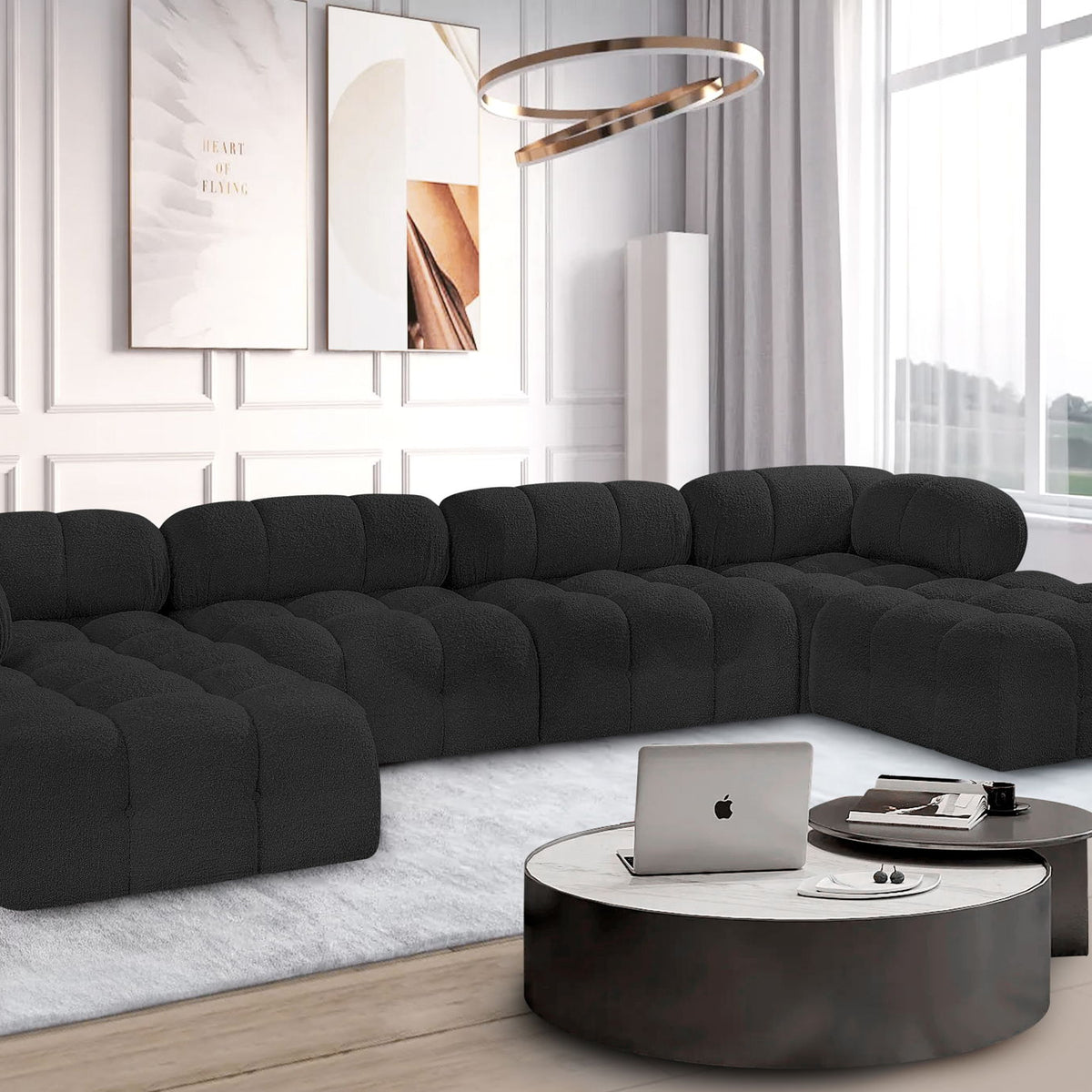 Ames - 6 Piece Fabric Modular U-Shaped Sectional