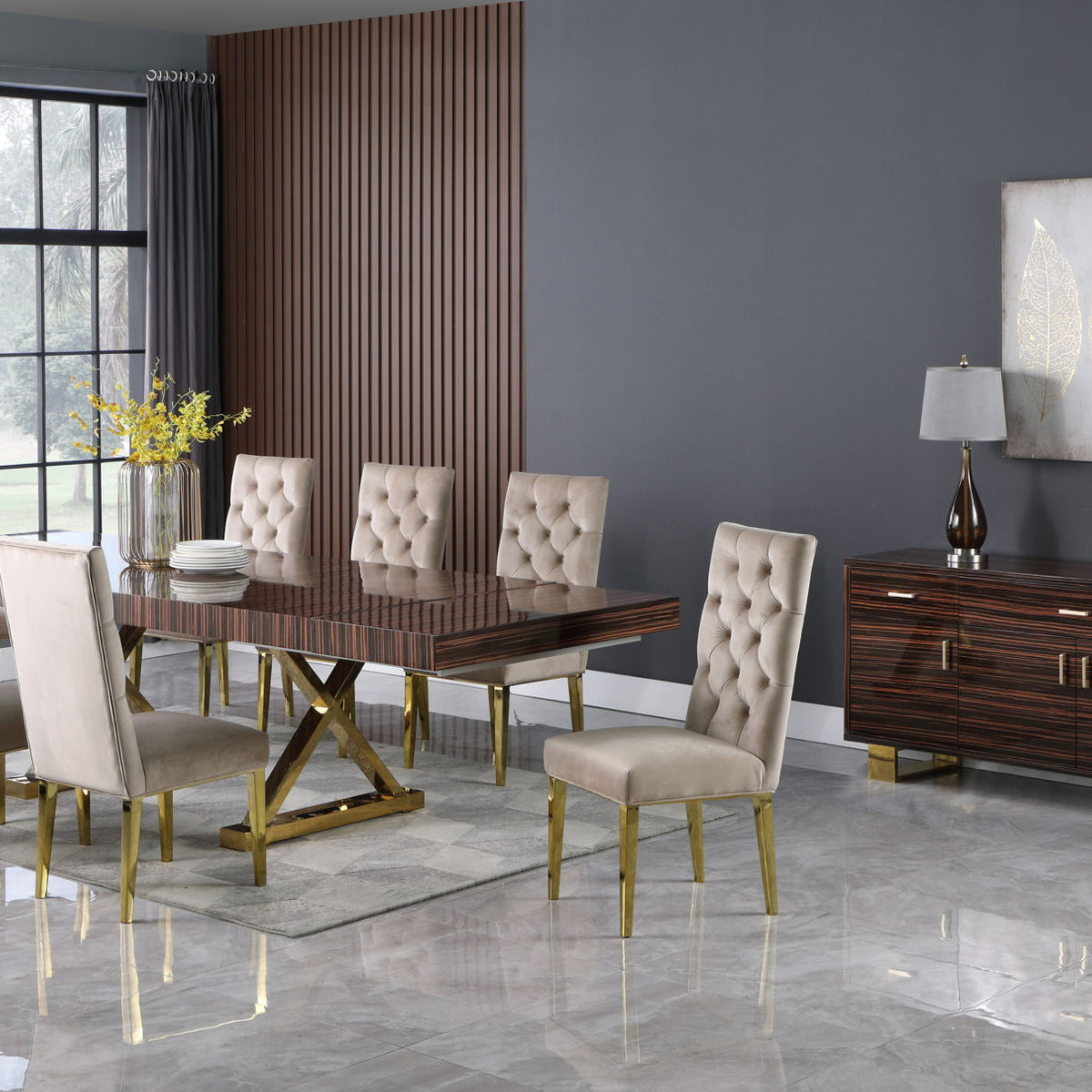 Excel - Extendable Dining Table with Gold Base