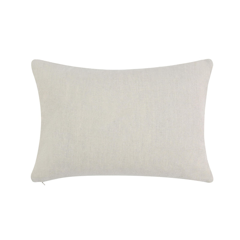 Ivory solid-look rectangular throw pillow with simple stitched seam.