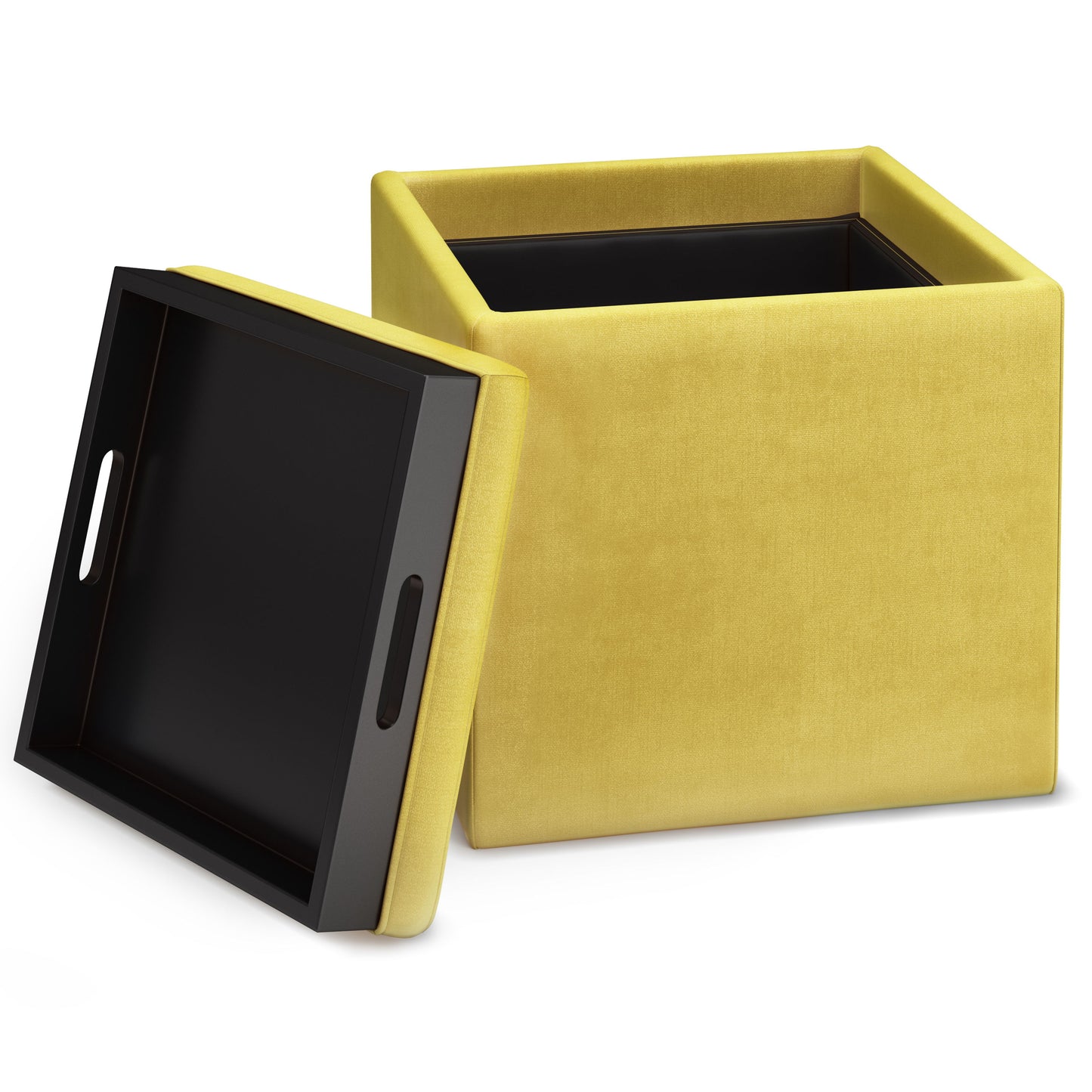 Rockwood - Upholstered Cube Storage Ottoman With Tray