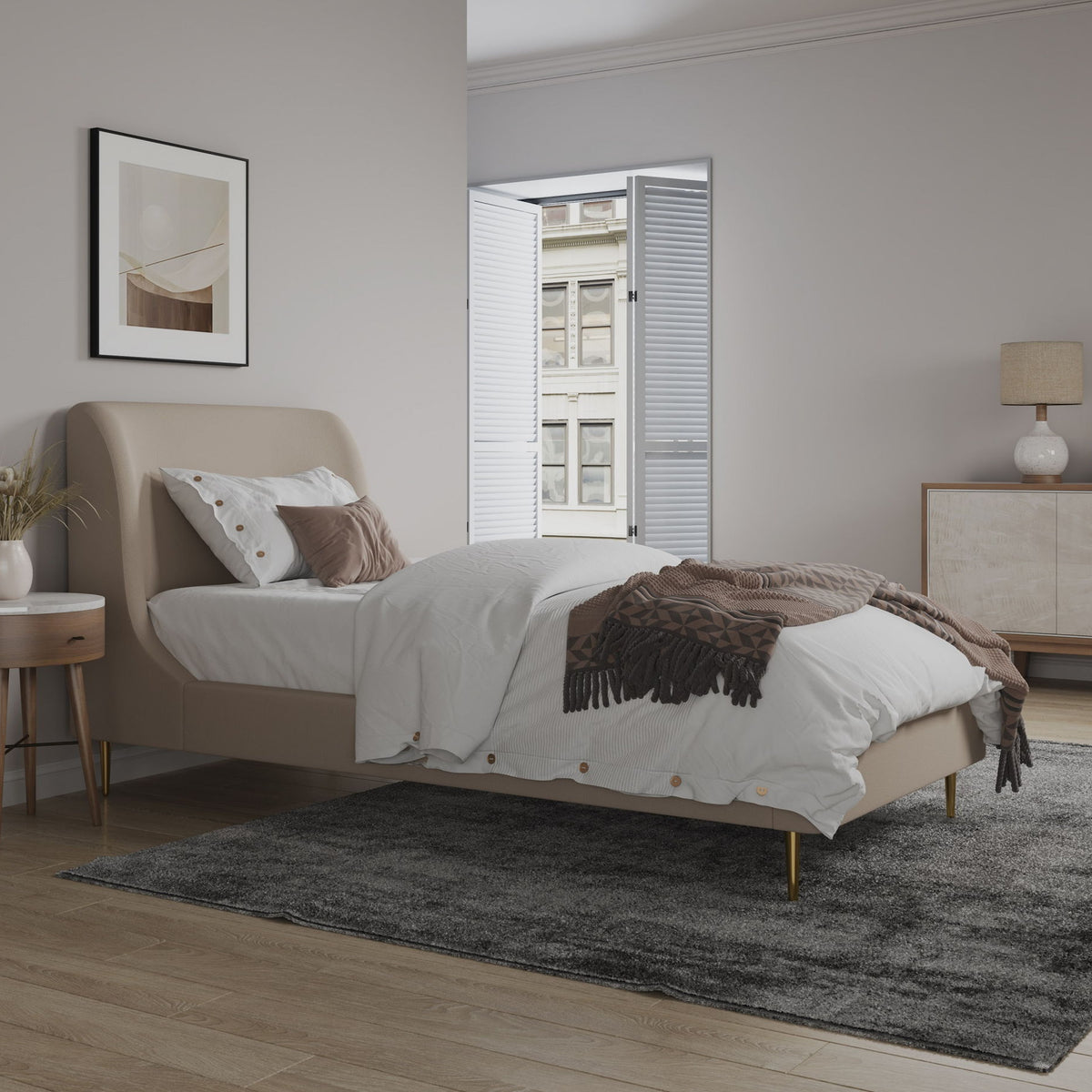 Heather - Twin Bed - Gold And Tan