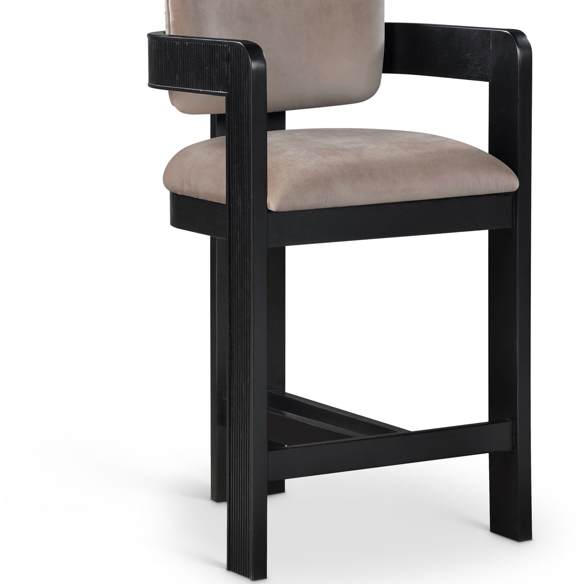 Sacha - Velvet Stool With Black Base