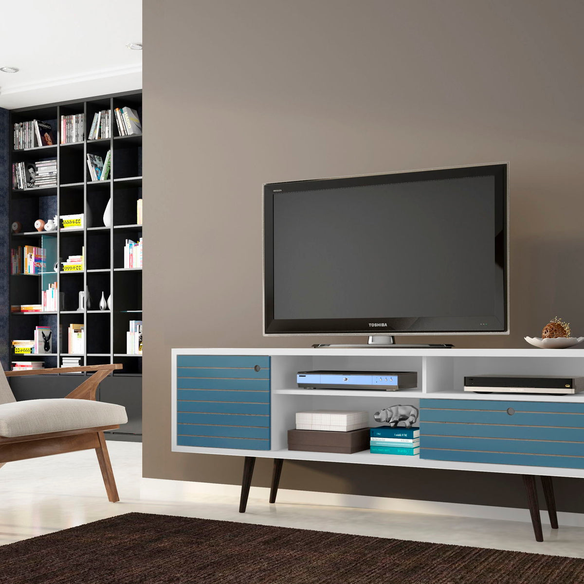 Manhattan Liberty - 71" TV Stand With White Frame