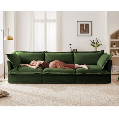 3-Seater Slipcovered Chenille Sofa - Green Chenille