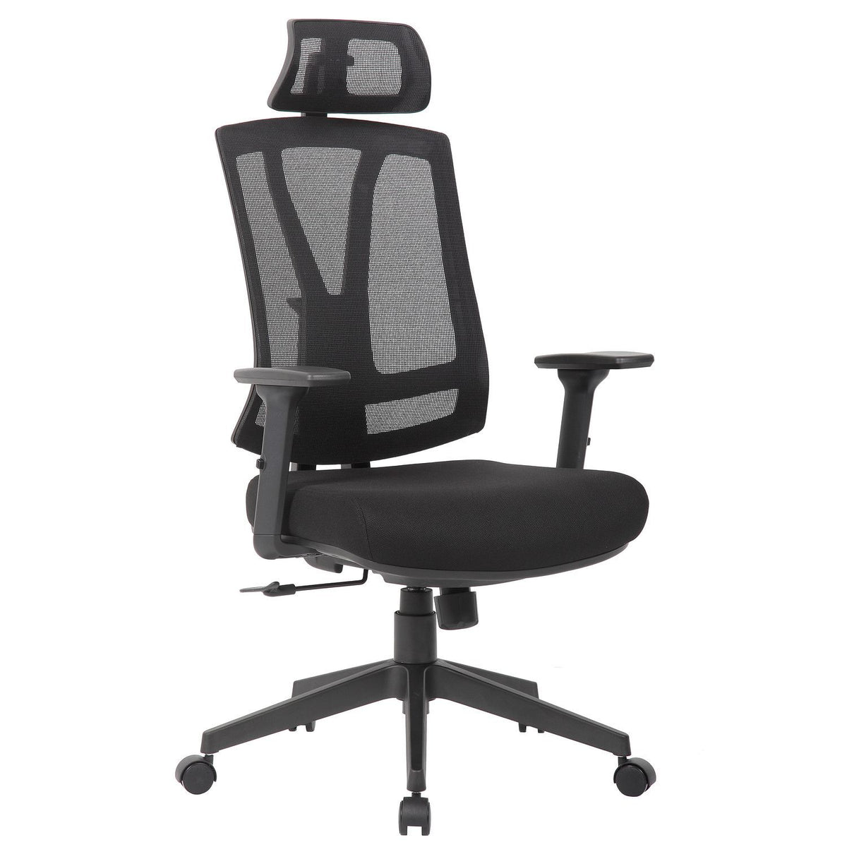 Office Chair With Adjustable Headrest & Back, High Back Swivel - Black