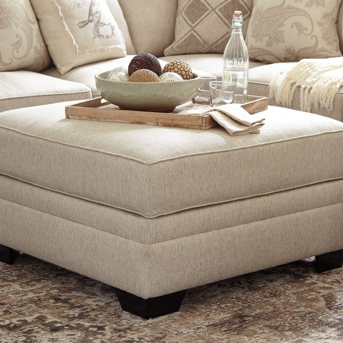 Luxora - Ottoman With Storage - Bisque