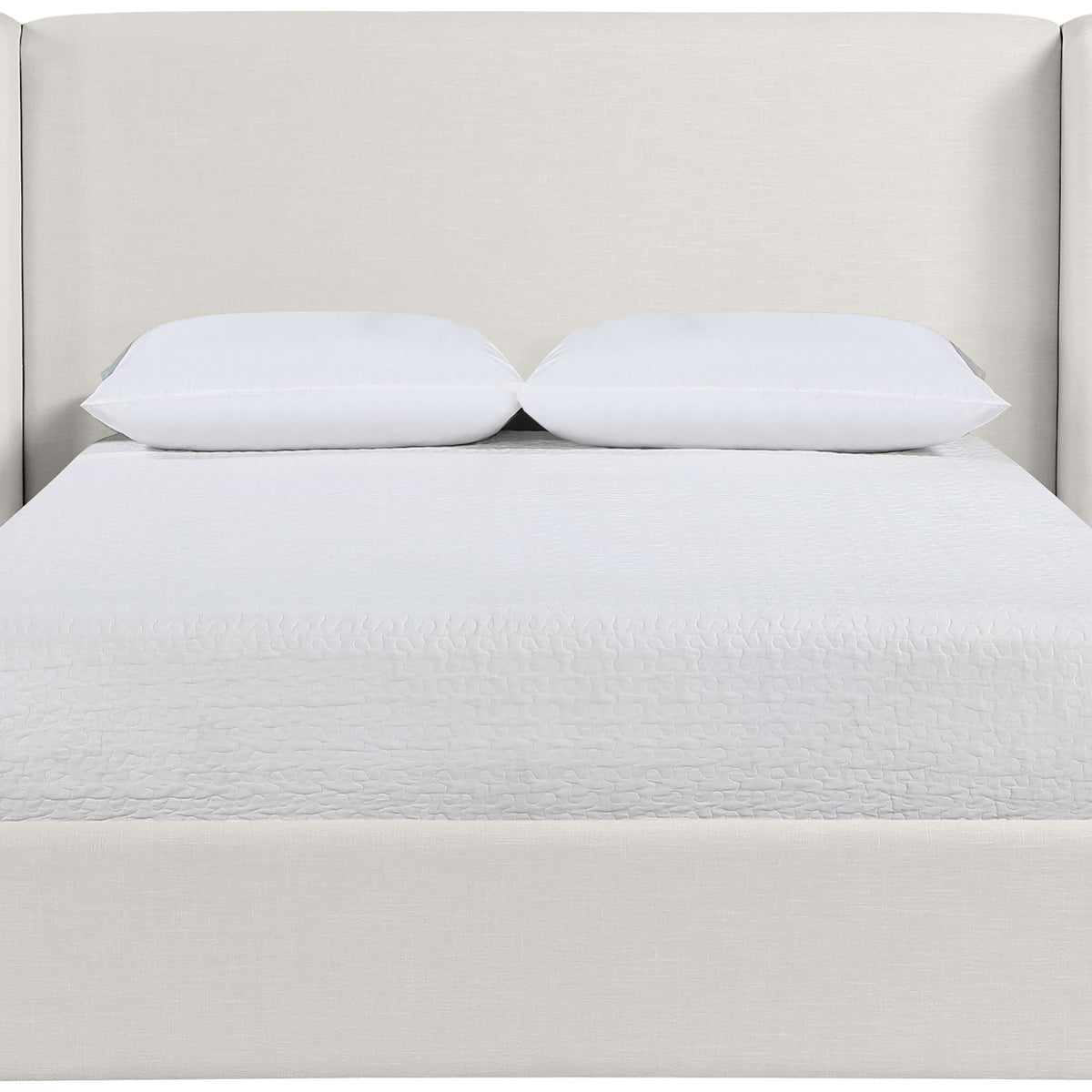 Kendall - Linen Textured Fabric Upholstered Bed - Cream