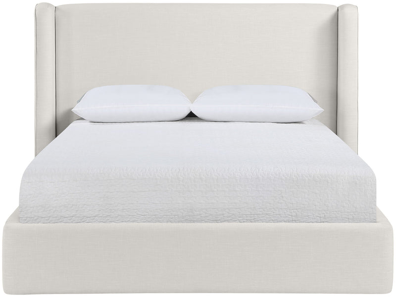 Kendall - Linen Textured Fabric Upholstered Bed - Cream