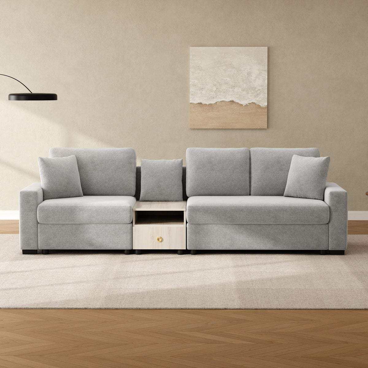 Modular Sofa Couch With Storage Armrest And Center Console