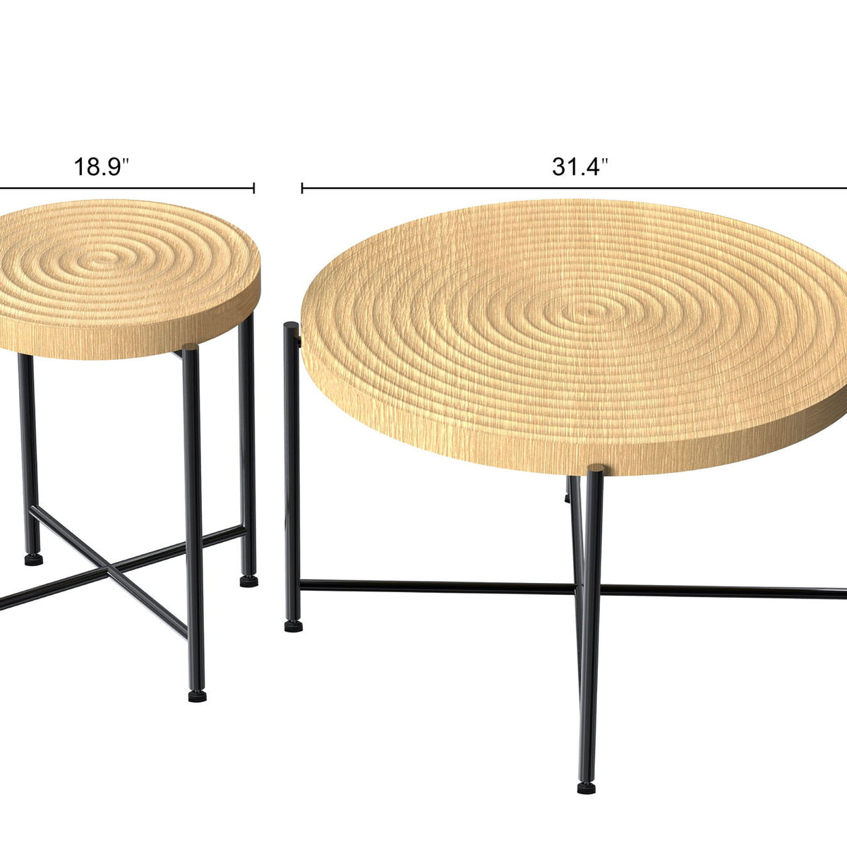 Coffee And End Table Set Waterproof Cover, Distressed Cylindrical Design, Legs Classic Rustic Charm (Set of 2)