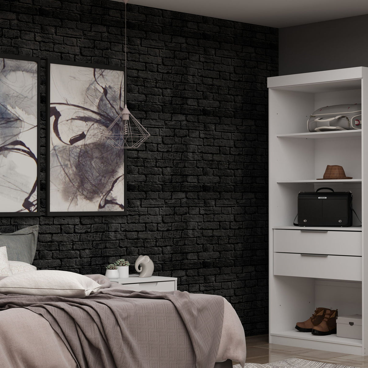 Manhattan Mulberry - Wardrobe Closet With Open Space