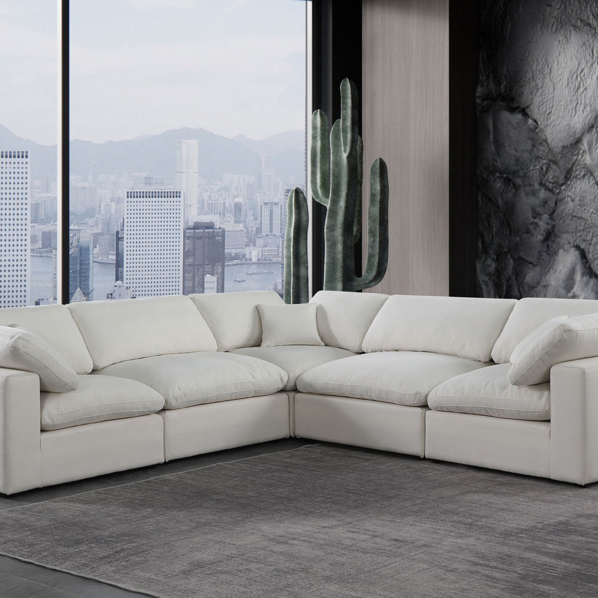 Comfy - 5 Piece Linen Modular Corner Sectional